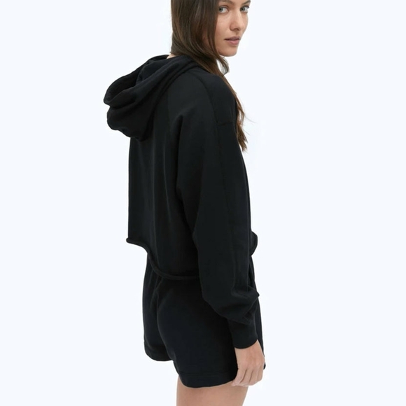 REIGNING CHAMP Lightweight Terry Cut-Off Hoodie Black Womens Small NWT - Picture 3 of 8